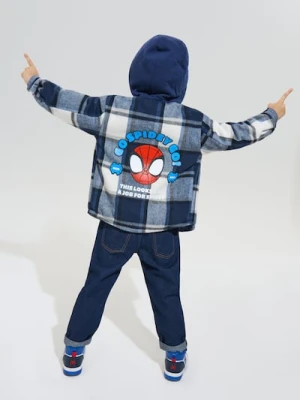 Sinsay - Kurtka koszulowa z kapturem w kratę Spider-Man - granatowy
