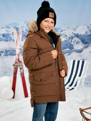 Sinsay - Kurtka ocieplana z kapturem - brązowy