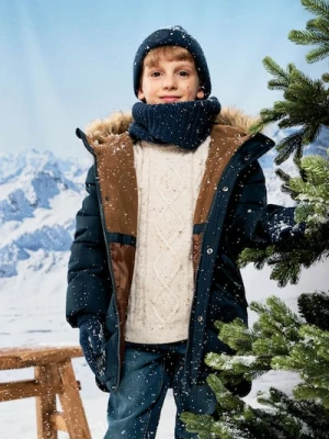 Sinsay - Kurtka ocieplana z kapturem - granatowy