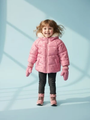 Sinsay - Kurtka ocieplana z kapturem i rękawiczkami - begonia