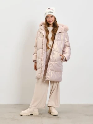 Sinsay - Kurtka ocieplana z kapturem - złoty