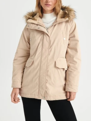 Sinsay - Kurtka parka z kapturem - kremowy