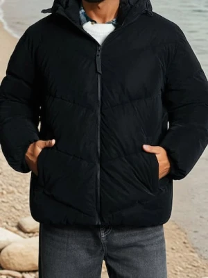 Sinsay - Kurtka pikowana z kapturem - czarny