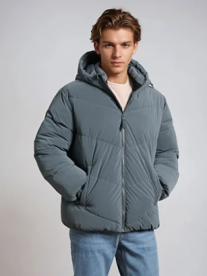 Sinsay - Kurtka pikowana z kapturem - szary