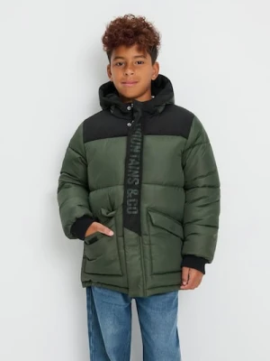 Sinsay - Kurtka pikowana z kapturem - zielony