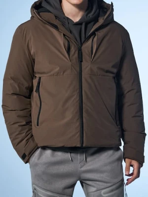 Sinsay - Kurtka puffer z kapturem - brązowy