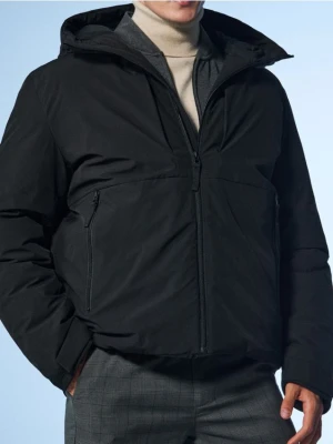 Sinsay - Kurtka puffer z kapturem - czarny