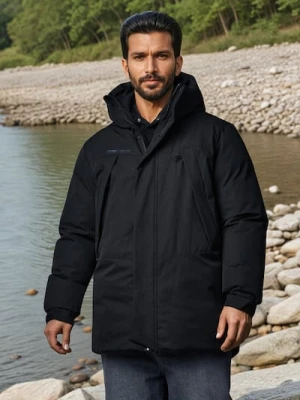 Sinsay - Kurtka puffer z kapturem - czarny