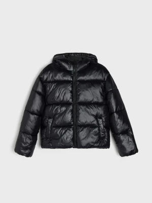 Sinsay - Kurtka puffer z kapturem - czarny