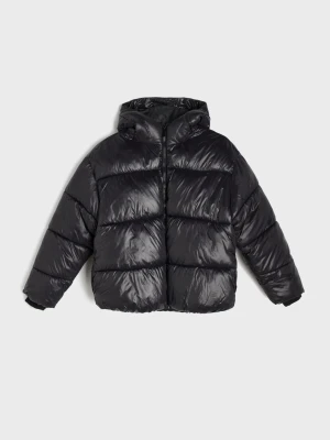 Sinsay - Kurtka puffer z kapturem - czarny