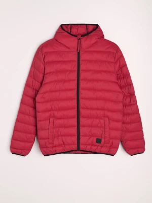 Sinsay - Kurtka puffer z kapturem - czerwony