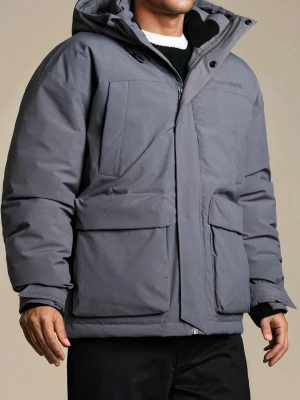 Sinsay - Kurtka puffer z kapturem - szary