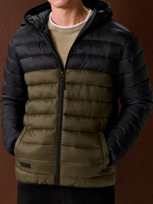 Sinsay - Kurtka puffer z kapturem - zielony