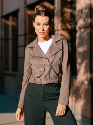 Sinsay - Kurtka ramoneska z imitacją zamszu - brązowy