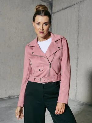 Sinsay - Kurtka ramoneska z imitacją zamszu - różowy