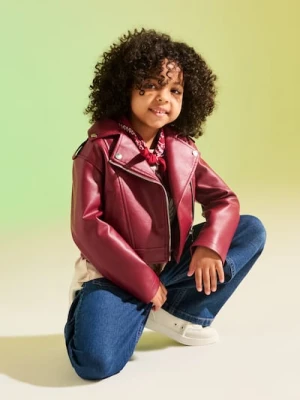 Sinsay - Kurtka ramoneska z imitacji skóry - bordowy