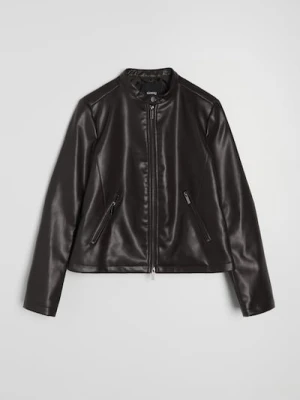 Sinsay - Kurtka ramoneska z imitacji skóry - brązowy