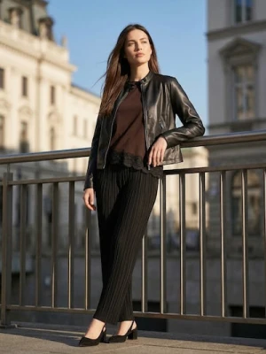 Sinsay - Kurtka ramoneska z imitacji skóry - brązowy