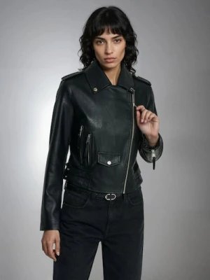 Sinsay - Kurtka ramoneska z imitacji skóry - czarny