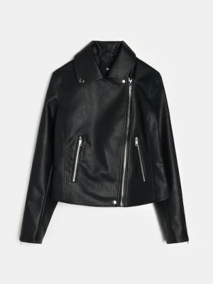 Sinsay - Kurtka ramoneska z imitacji skóry - czarny