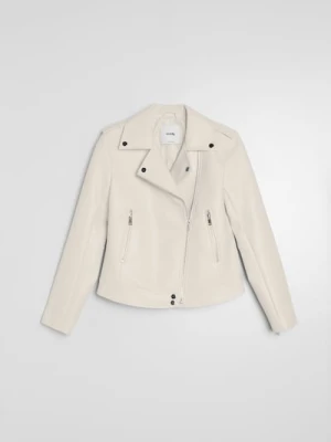 Sinsay - Kurtka ramoneska z imitacji skóry - kremowy