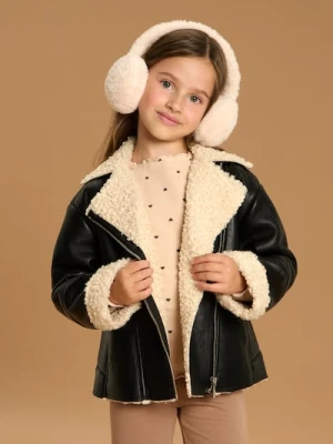 Sinsay - Kurtka ramoneska z kożuszkiem - czarny