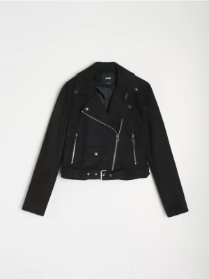 Sinsay - Kurtka ramoneska z paskiem - czarny