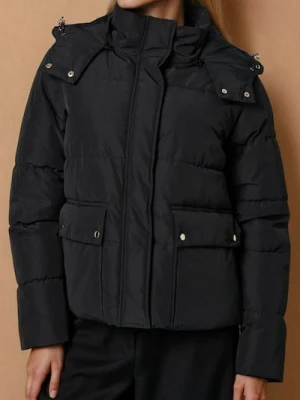 Sinsay - Kurtka rozpinana z kapturem - czarny