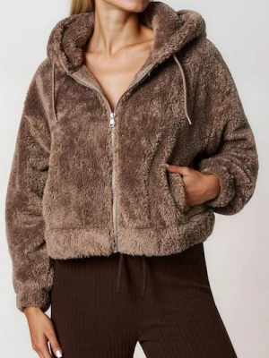 Sinsay - Kurtka rozpinana ze sztucznego futerka - brązowy