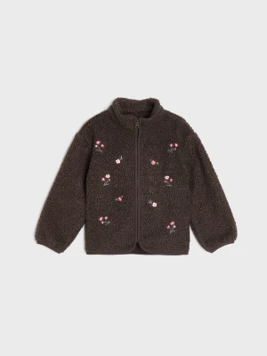 Sinsay - Kurtka teddy z haftowanymi kwiatami - brązowy