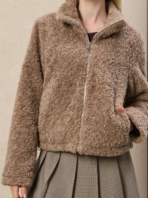 Sinsay - Kurtka teddy ze stójką - beżowy