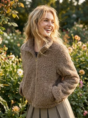 Zdjęcie produktu Sinsay - Kurtka teddy ze stójką - beżowy