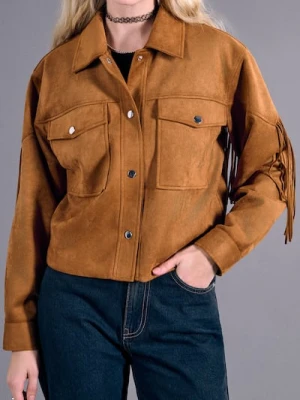 Sinsay - Kurtka z frędzlami - beżowy