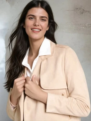 Sinsay - Kurtka z imitacji zamszu - kremowy