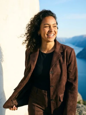 Sinsay - Kurtka z imitacji zamszu w stylu retro - brązowy