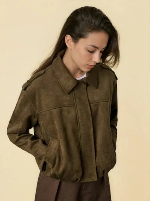 Sinsay - Kurtka z imitacji zamszu z kołnierzykiem - zielony