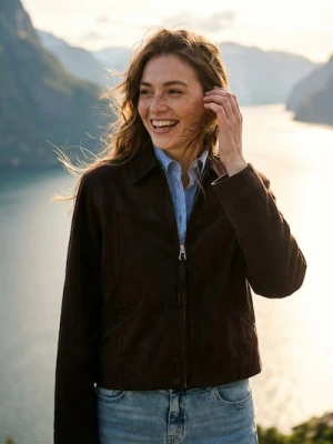 Sinsay - Kurtka z kołnierzykiem z imitacji zamszu - brązowy