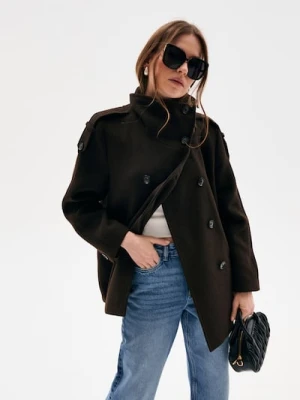 Sinsay - Kurtka z ozdobnymi guzikami - brązowy