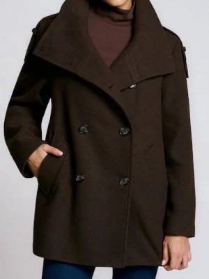 Sinsay - Kurtka z ozdobnymi guzikami i domieszką wełny - brązowy