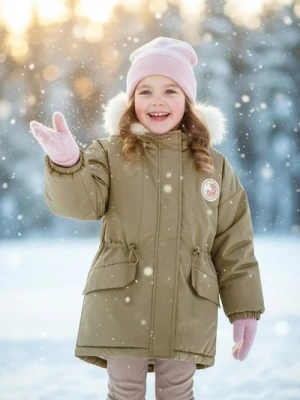 Sinsay - Kurtka ze sztucznym futerkiem z regulowanym pasem - khaki