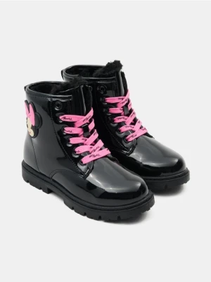 Sinsay - Lakierowane botki z ociepleniem Minnie Mouse - czarny