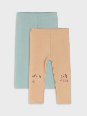 Sinsay - Legginsy 2 pack - beżowy