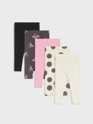 Sinsay - Legginsy 5 pack - kremowy