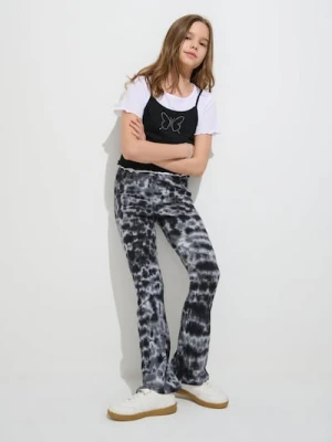 Sinsay - Legginsy flare ze wzorem tie dye - czarny
