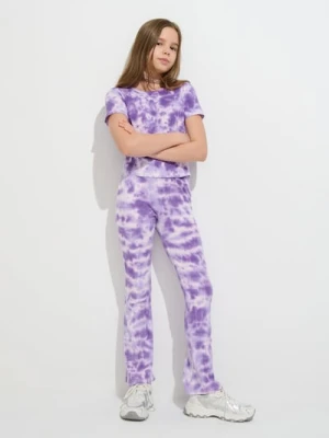 Sinsay - Legginsy flare ze wzorem tie dye - fioletowy