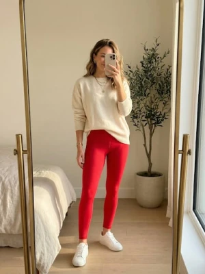 Sinsay - Legginsy sportowe z motywem walentynkowym - czerwony