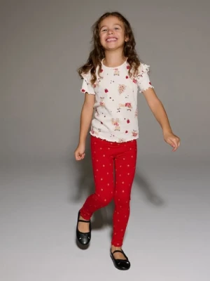 Sinsay - Legginsy świąteczne w złote gwiazdki - czerwony