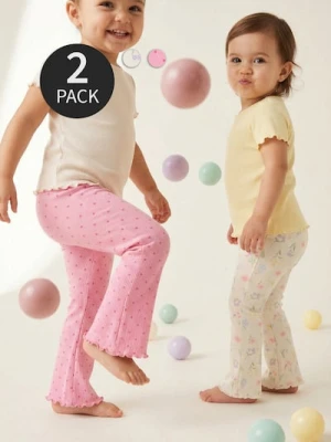 Sinsay - Legginsy w stylu flare 2 pack - kremowy