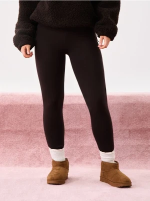 Sinsay - Legginsy z futerkowym ociepleniem w środku - brązowy