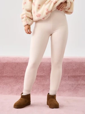 Sinsay - Legginsy z futerkowym ociepleniem w środku - kremowy